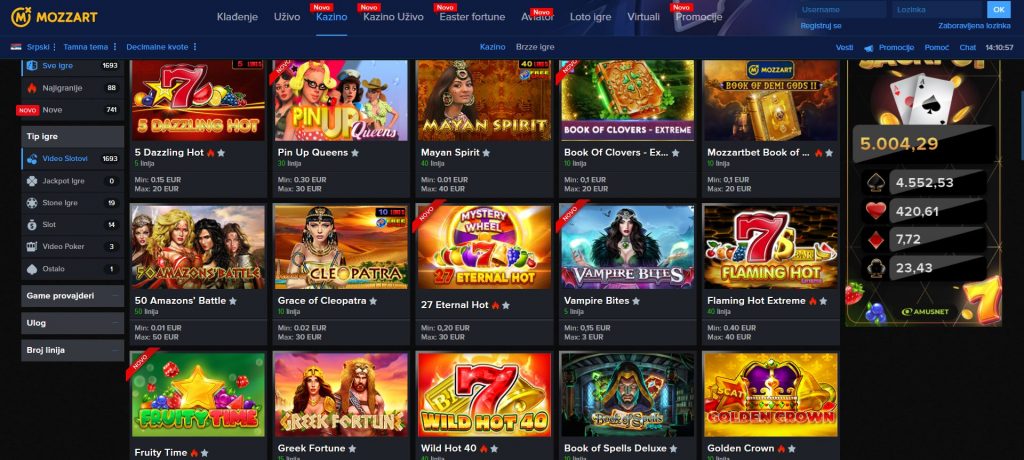 Mozzart Slot games